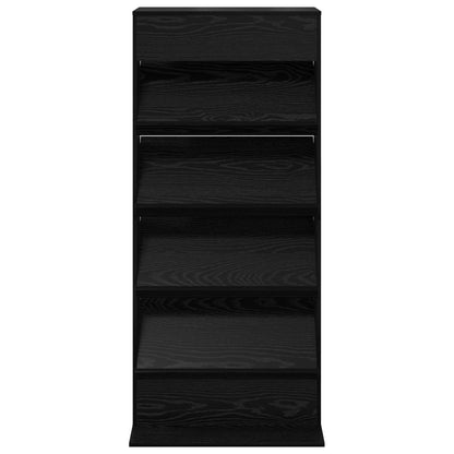 Magazinregal mit Regal Schwarz Eichen-Optik 70 x 41 x 156 cm