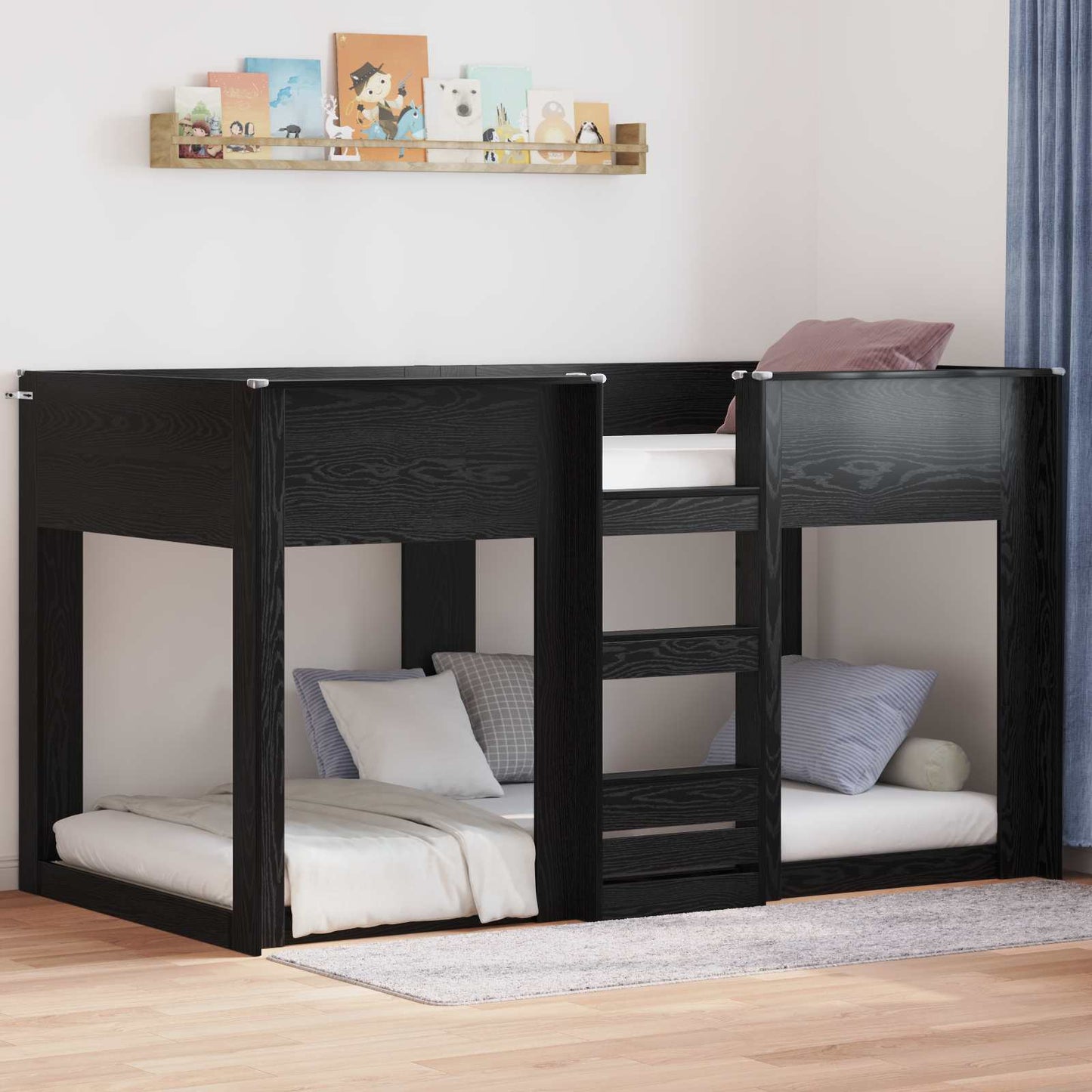 Etagenbett für Kinder Schwarz Eichen-Optik 75 x 190 cm