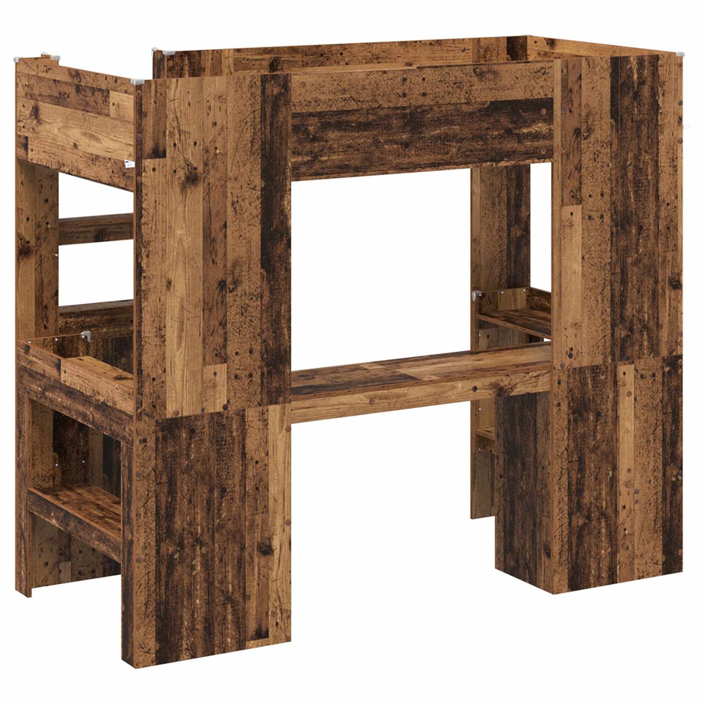 Etagenbettgestell mit Schreibtisch Altholz 90 x 200 cm