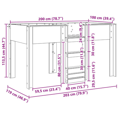Etagenbett für Kinder Schwarz Eichen-Optik 100 x 200 cm