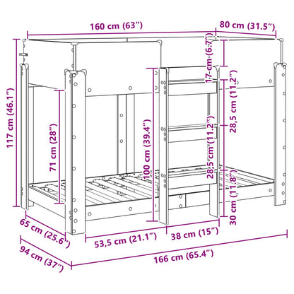 Etagenbett für Kinder Artisan-Eiche 80 x 160 cm Holzwerkstoff