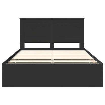Bettrahmen mit Schubladen Schwarz 140 x 190 cm Ingenieurs Holz