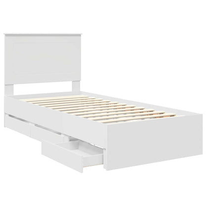 Bettrahmen mit Schubladen Weiß 75 x 190 cm Ingenieurs Holz