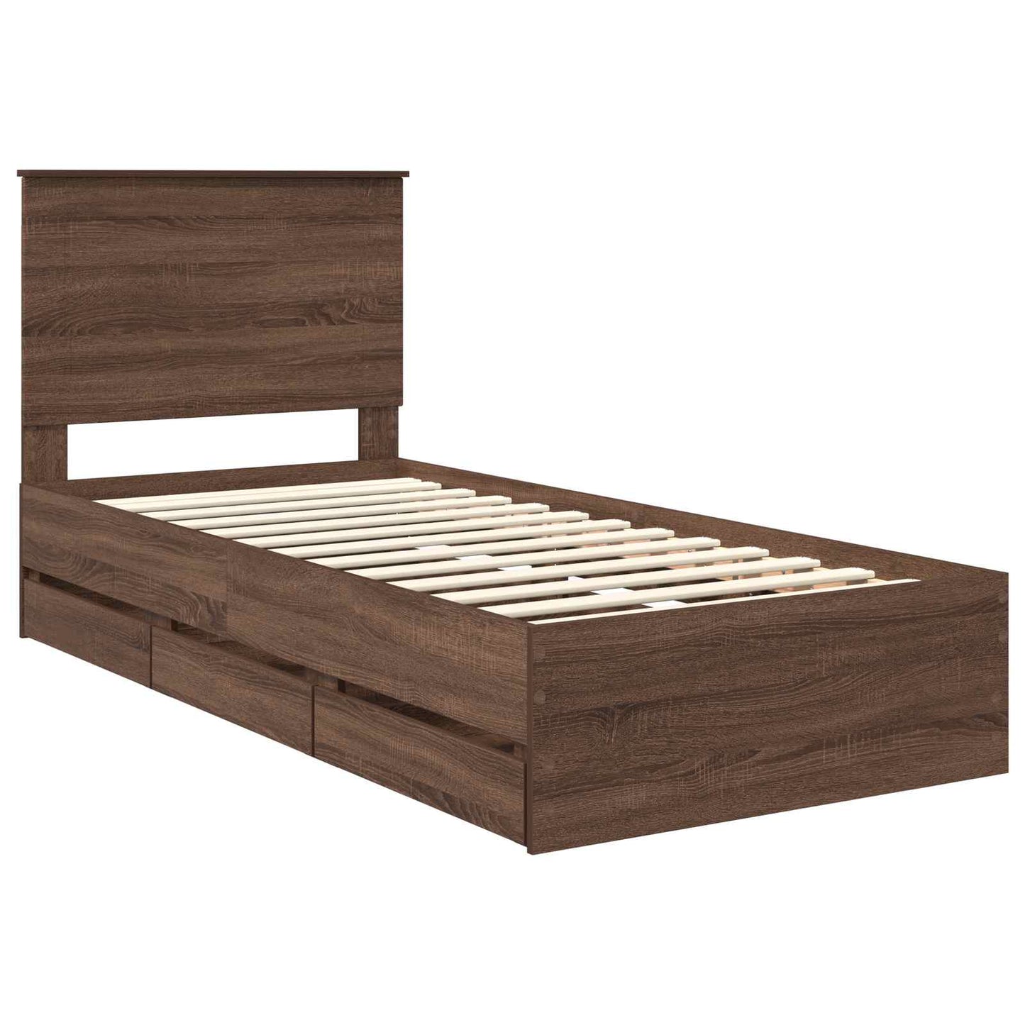 Bettrahmen Braun Eichen-Optik 75 x 190 cm Ingenieurs Holz