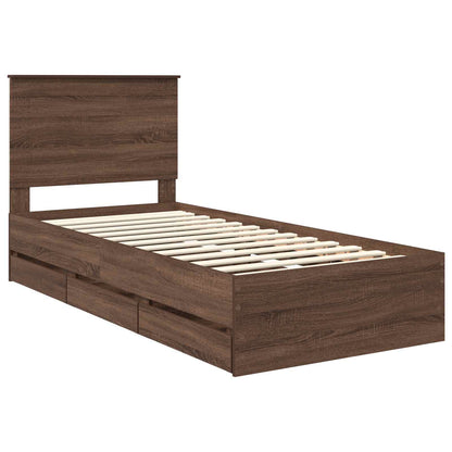 Bettrahmen Braun Eichen-Optik 75 x 190 cm Ingenieurs Holz