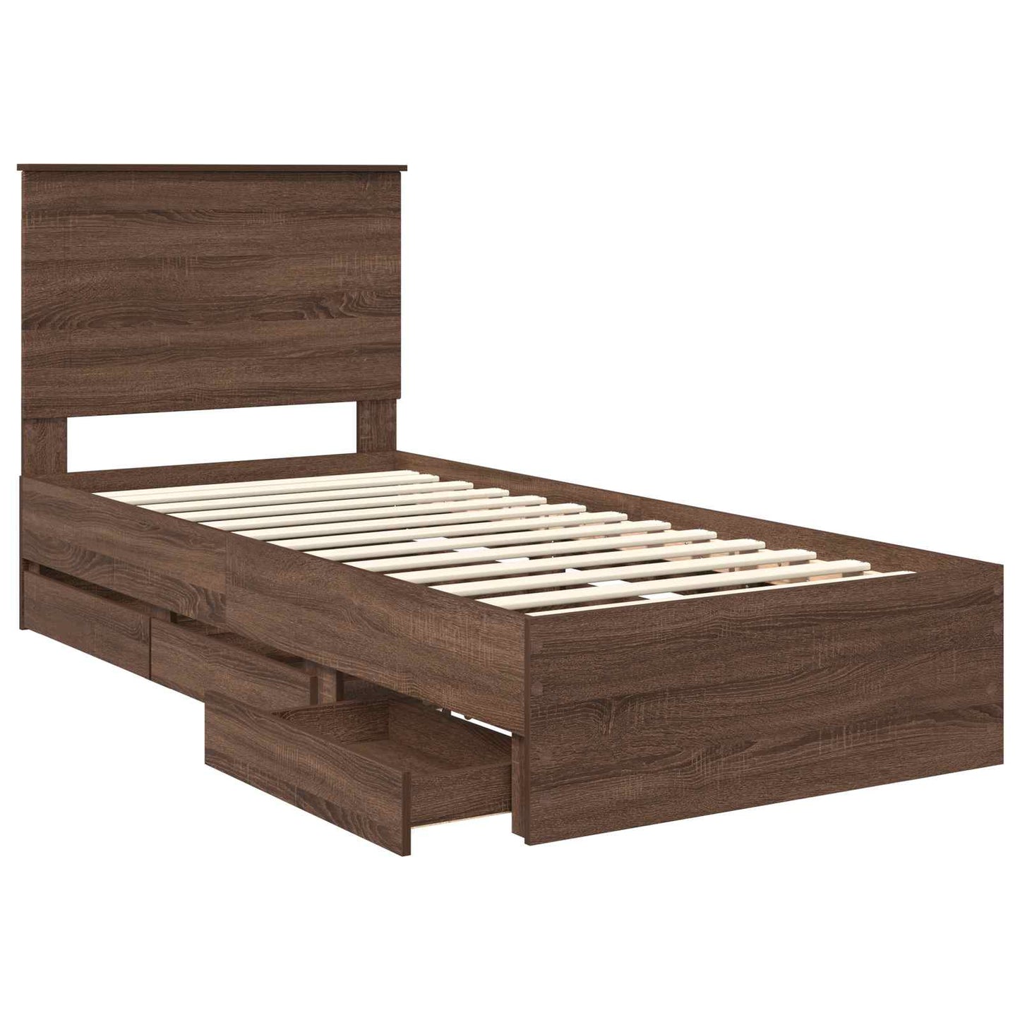 Bettrahmen Braun Eichen-Optik 75 x 190 cm Ingenieurs Holz