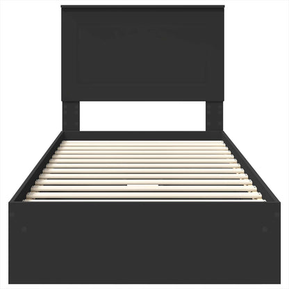 Aufbewahrungsbett Schwarz 75 x 190 cm Holzwerkstoff