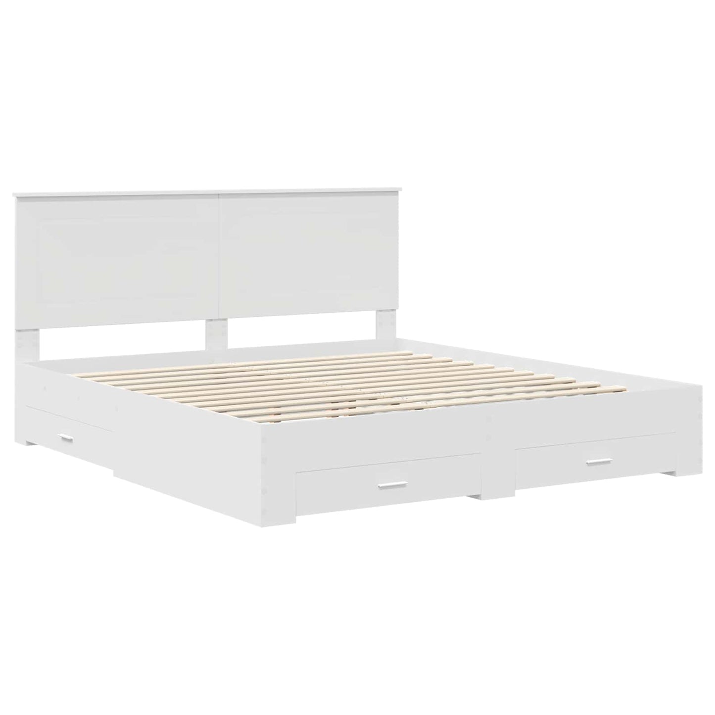 Bettrahmen mit Kopfteil Weiß 200 x 200 cm Holzwerkstoff