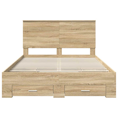 Bettrahmen mit Kopfteil Sonoma-Eiche 150 x 200 cm Holzwerkstoff