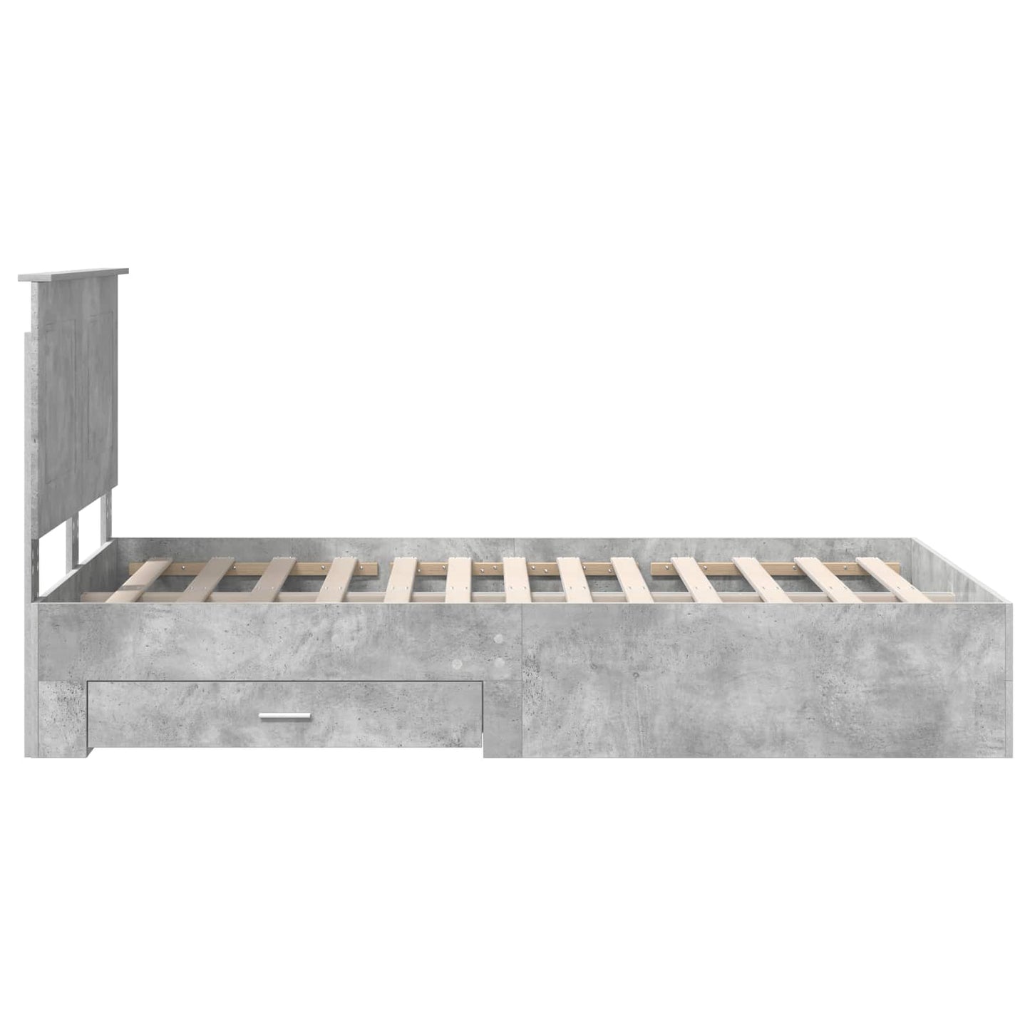 Bettrahmen mit Kopfteil Beton Grau 120 x 190 cm Holzwerkstoff