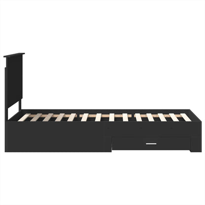 Bettrahmen Schwarz und Silber 75 x 190 cm Holzwerkstoff