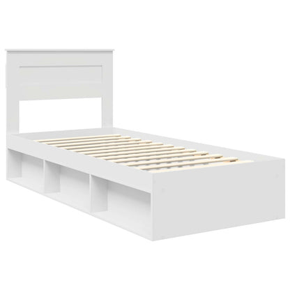 Bettrahmen mit Kopfteil Weiß 100 x 200 cm Massives Kiefernholz