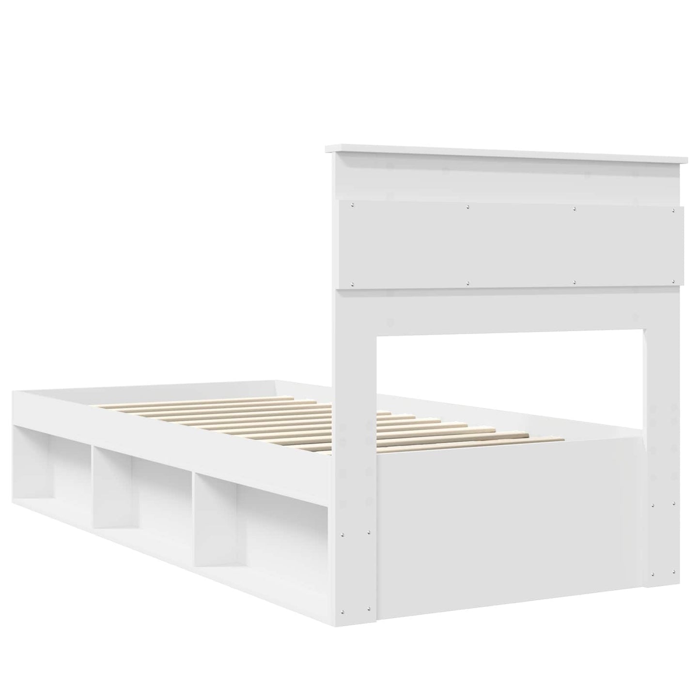 Bettrahmen mit Kopfteil Weiß 100 x 200 cm Massives Kiefernholz