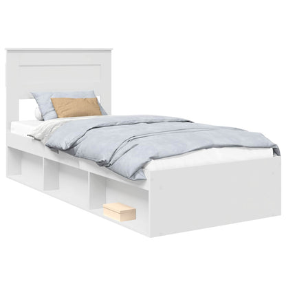 Bettrahmen mit Kopfteil Weiß 75 x 190 cm Massives Kiefernholz