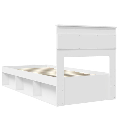 Bettrahmen mit Kopfteil Weiß 75 x 190 cm Massives Kiefernholz