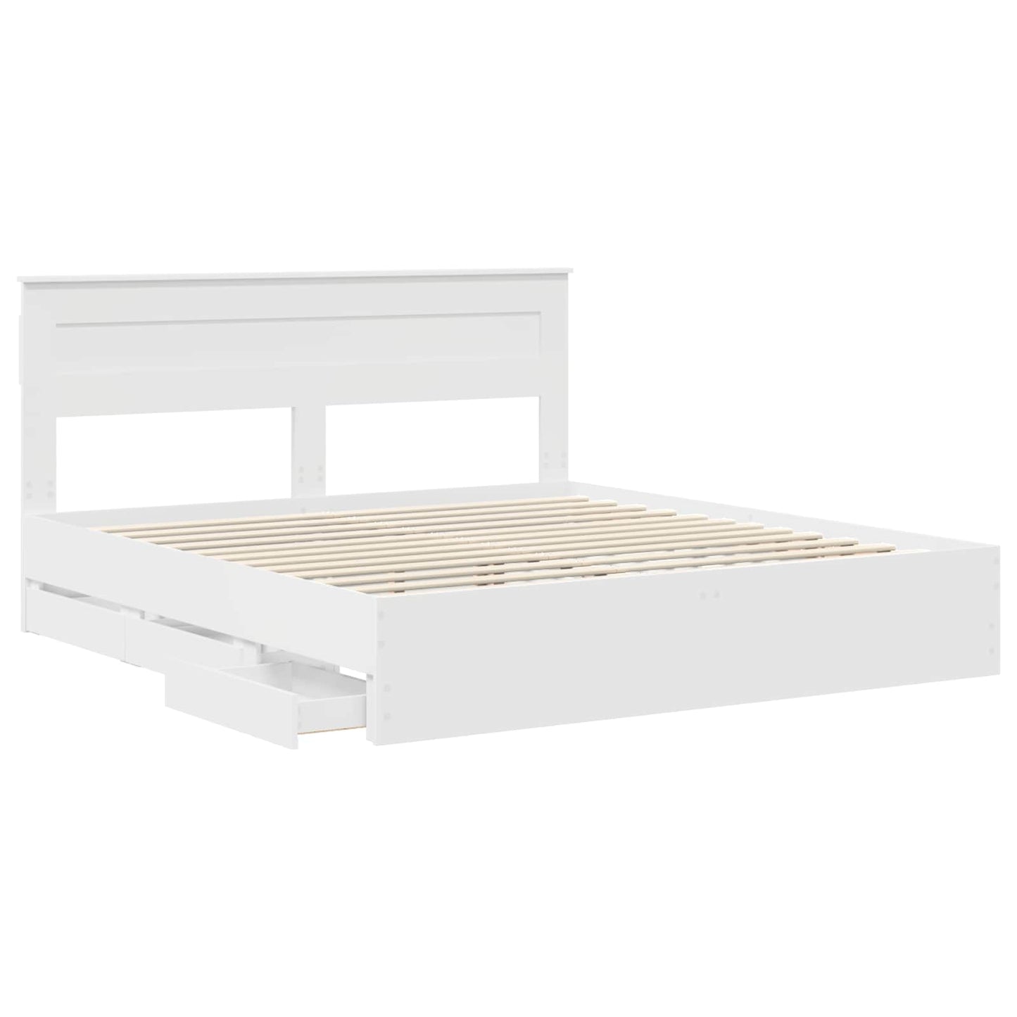 Bettrahmen mit Schubladen Weiß 180 x 200 cm Ingenieurs Holz