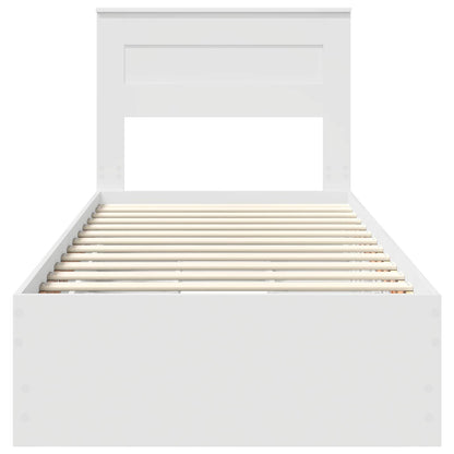 Bettrahmen mit Schubladen Weiß 100 x 200 cm Ingenieurs Holz