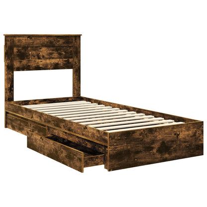 Aufbewahrungsbett Geräucherte Eiche 90 x 200 cm Holzwerkstoff