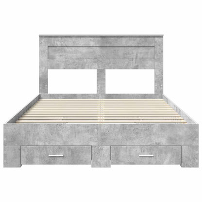 Bettrahmen mit Kopfteil Beton Grau 140 x 200 cm Holzwerkstoff