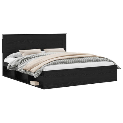 Bettrahmen Schwarz 200 x 200 cm Massives Kiefernholz