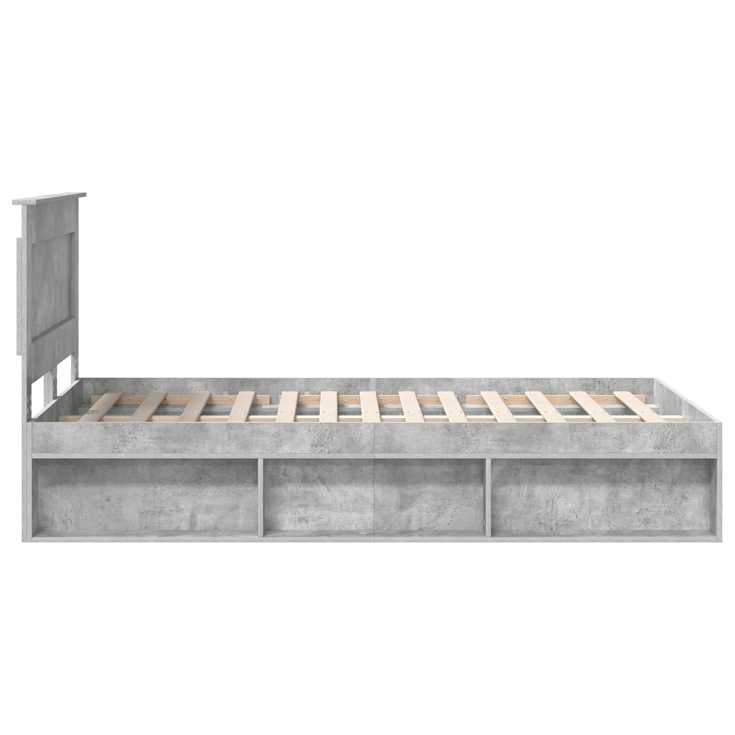 Bettrahmen Beton Grau 135 x 190 cm Massives Kiefernholz