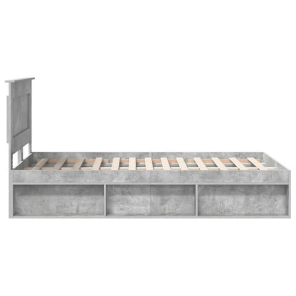 Bettrahmen Beton Grau 135 x 190 cm Massives Kiefernholz