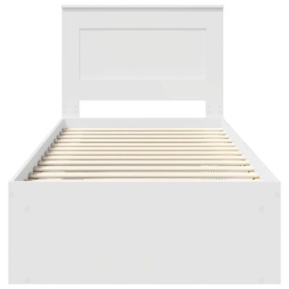 Bettrahmen mit Kopfteil Weiß 100 x 200 cm Massives Kiefernholz