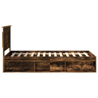 Bettrahmen Geräucherte Eiche 90 x 190 cm Massives Kiefernholz