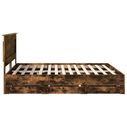 Bettrahmen Geräucherte Eiche 200 x 200 cm Ingenieurs Holz