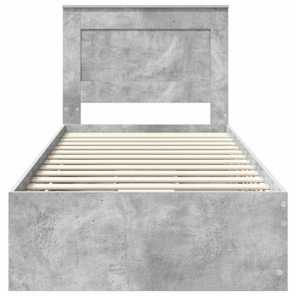 Bettrahmen mit Kopfteil Beton Grau 75 x 190 cm Ingenieurs Holz