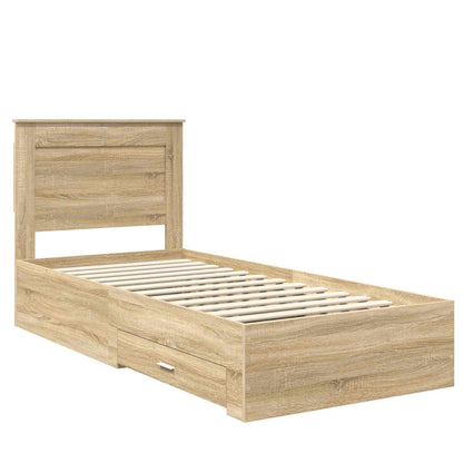 Bettrahmen Sonoma Eiche und Silber 75 x 190 cm Holzwerkstoff