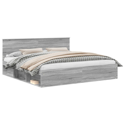 Bettrahmen Graues Sonoma 200 x 200 cm Massives Kiefernholz