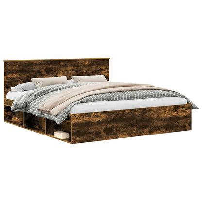 Bettrahmen Geräucherte Eiche 180 x 200 cm Massives Kiefernholz