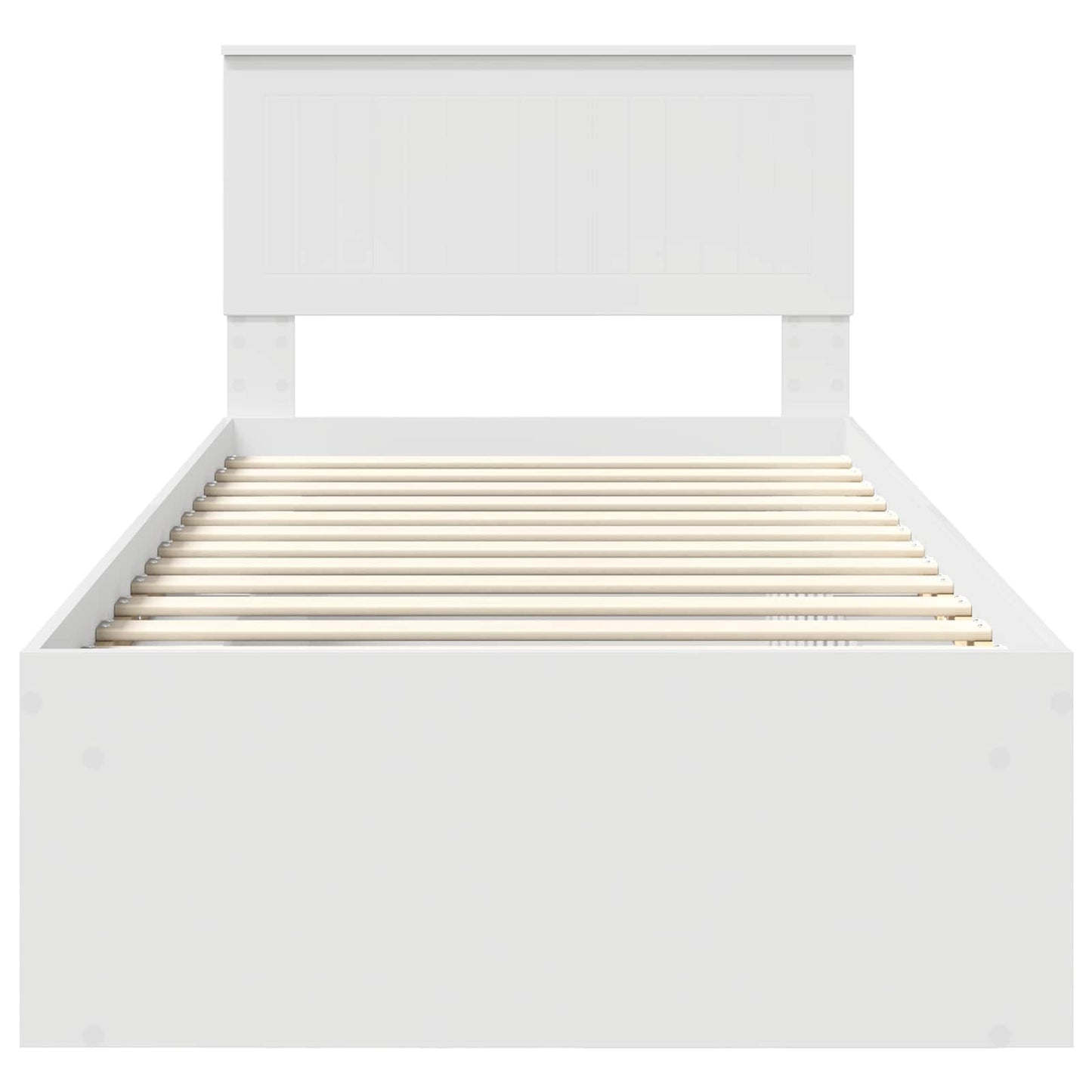 Bettrahmen mit Kopfteil Weiß 90 x 200 cm Massives Kiefernholz