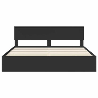 Bettrahmen mit Schubladen Schwarz 200 x 200 cm Ingenieurs Holz