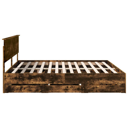 Bettrahmen Geräucherte Eiche 200 x 200 cm Ingenieurs Holz