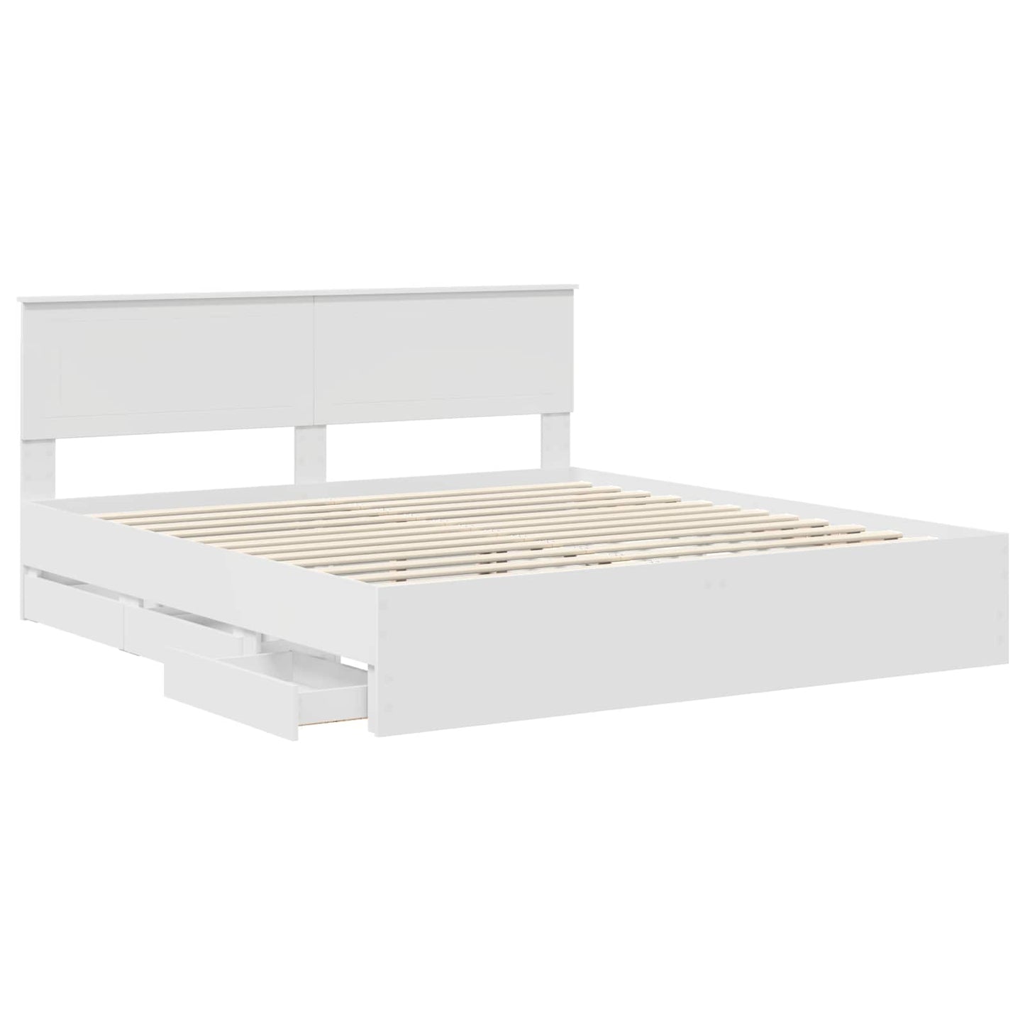Bettrahmen mit Schubladen Weiß 180 x 200 cm Ingenieurs Holz