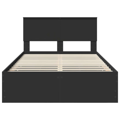 Bettrahmen mit Schubladen Schwarz 120 x 200 cm Ingenieurs Holz