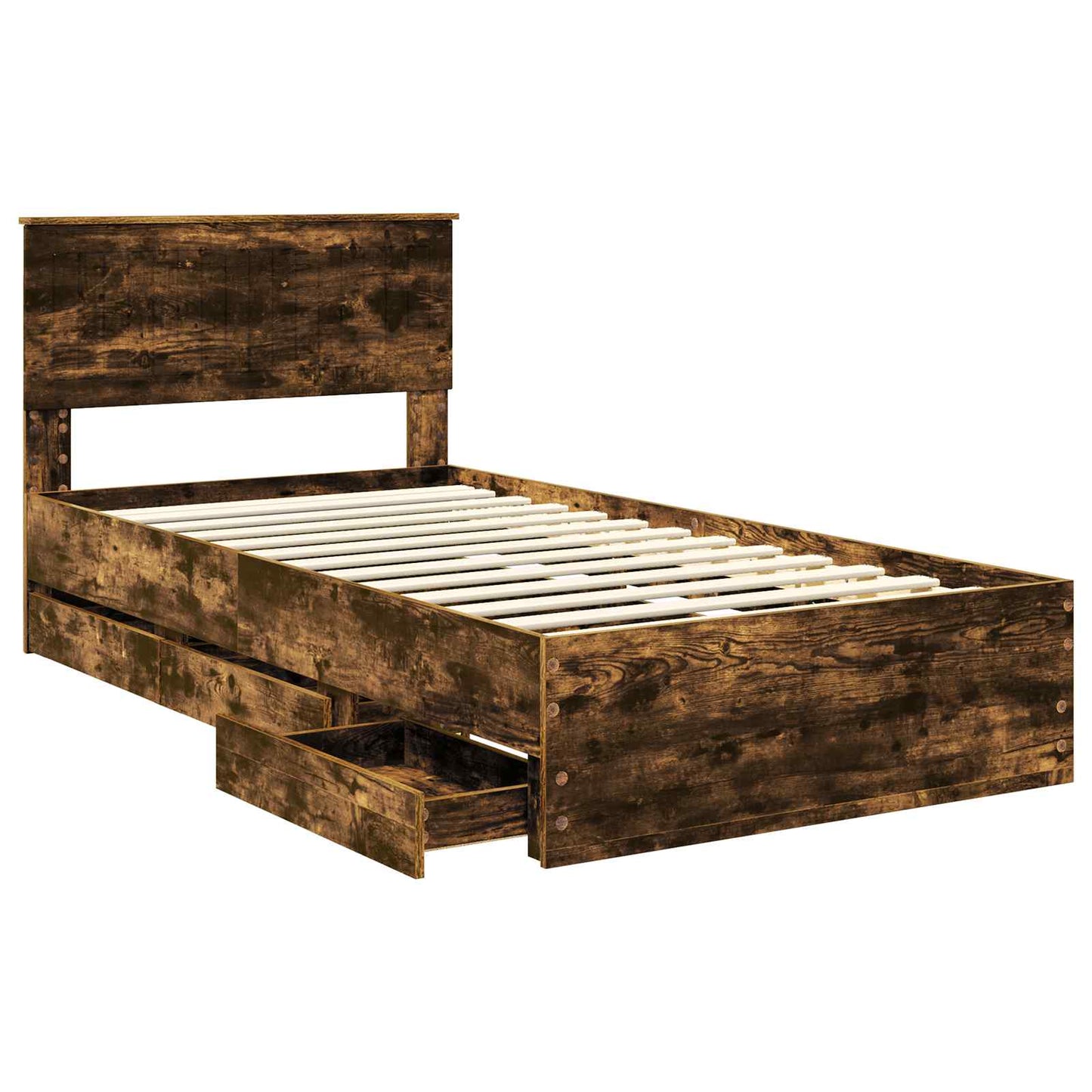 Bettrahmen Geräucherte Eiche 100 x 200 cm Ingenieurs Holz