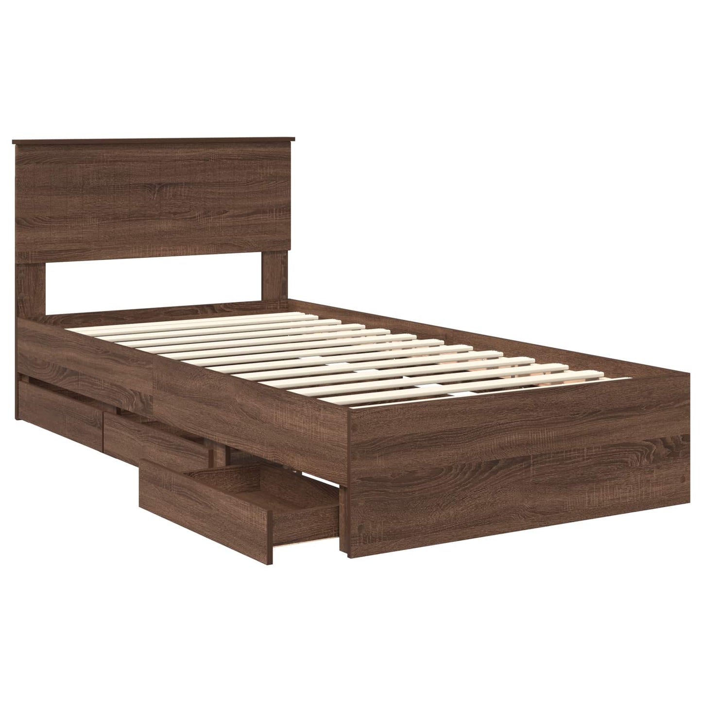 Bettrahmen Braun Eichen-Optik 100 x 200 cm Ingenieurs Holz