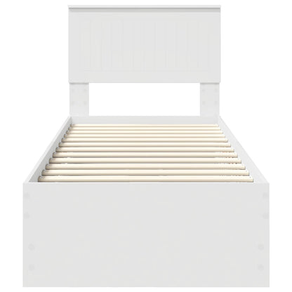 Bettrahmen mit Schubladen Weiß 75 x 190 cm Ingenieurs Holz