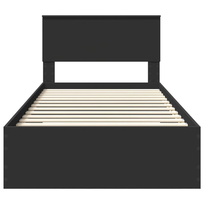 Bettrahmen Schwarz und Silber 100 x 200 cm Holzwerkstoff