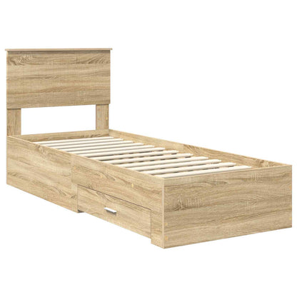 Bettrahmen Sonoma Eiche und Silber 75 x 190 cm Holzwerkstoff