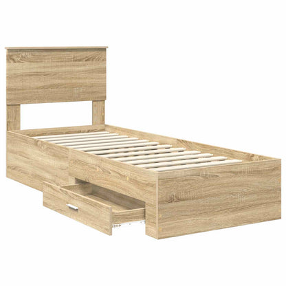 Bettrahmen Sonoma Eiche und Silber 75 x 190 cm Holzwerkstoff