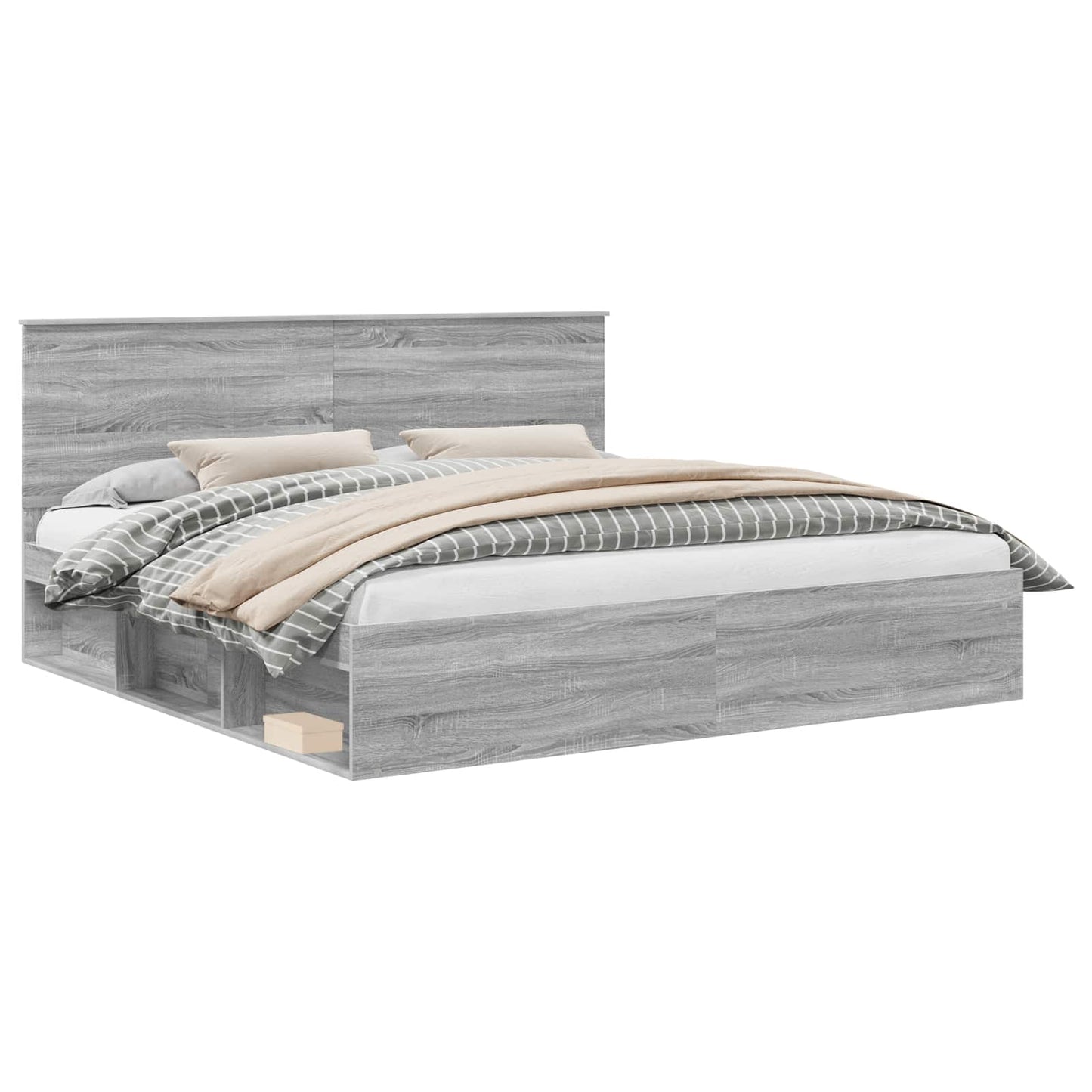 Bettrahmen Graues Sonoma 200 x 200 cm Massives Kiefernholz