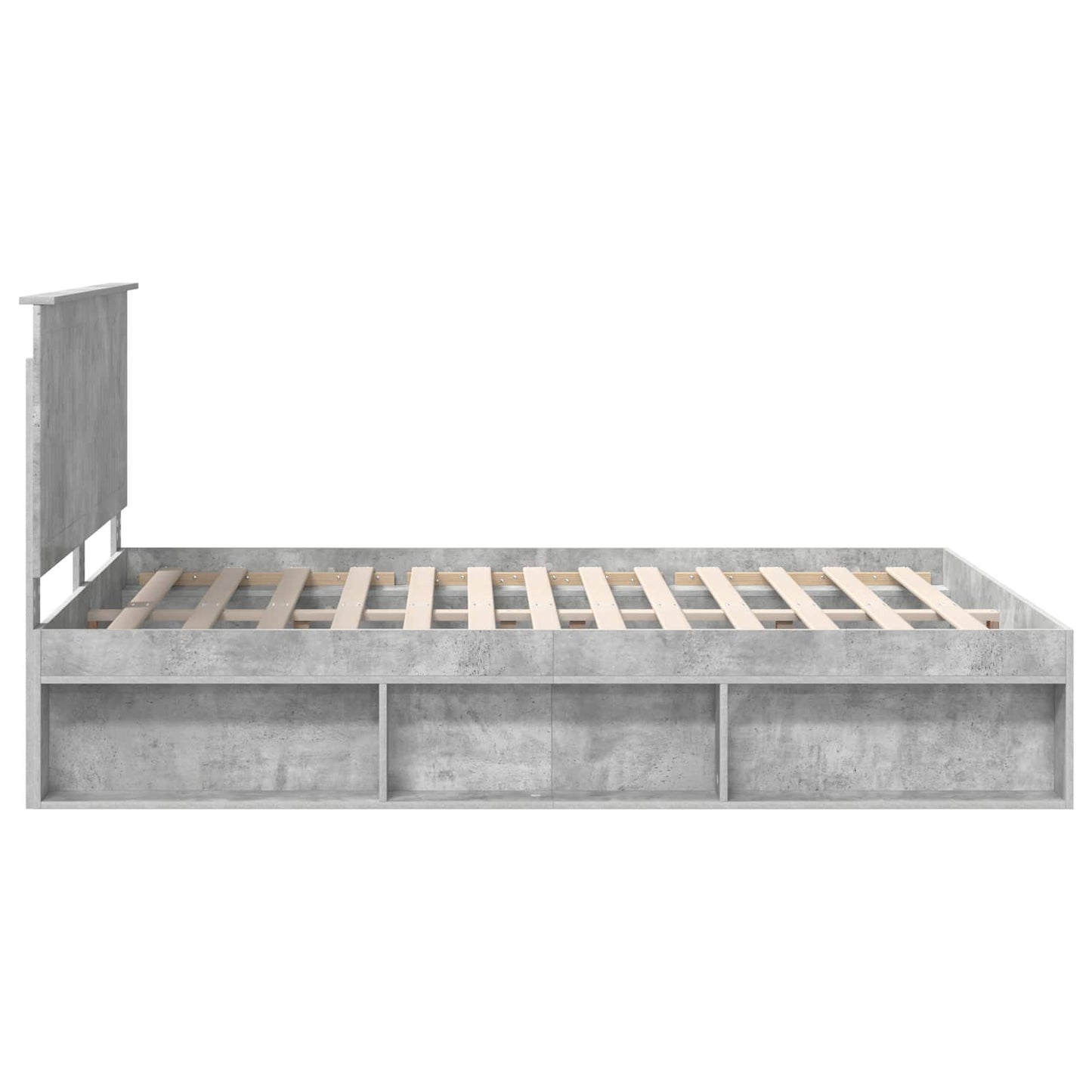 Bettrahmen Beton Grau 150 x 200 cm Massives Kiefernholz