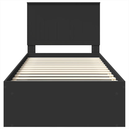 Bettrahmen Schwarz 90 x 200 cm Massives Kiefernholz