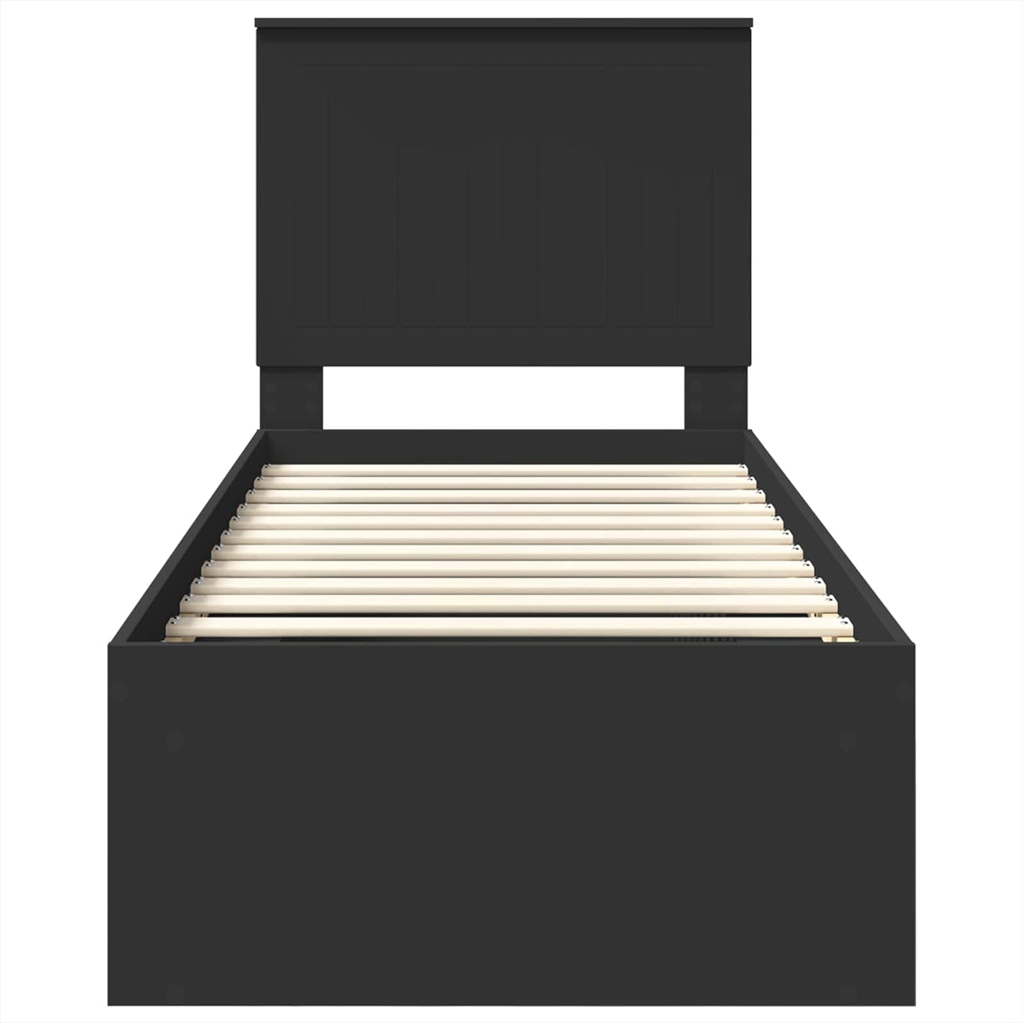 Bettrahmen Schwarz 75 x 190 cm Massives Kiefernholz
