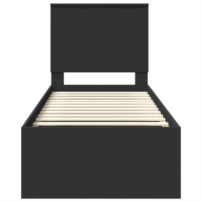 Bettrahmen Schwarz 75 x 190 cm Massives Kiefernholz