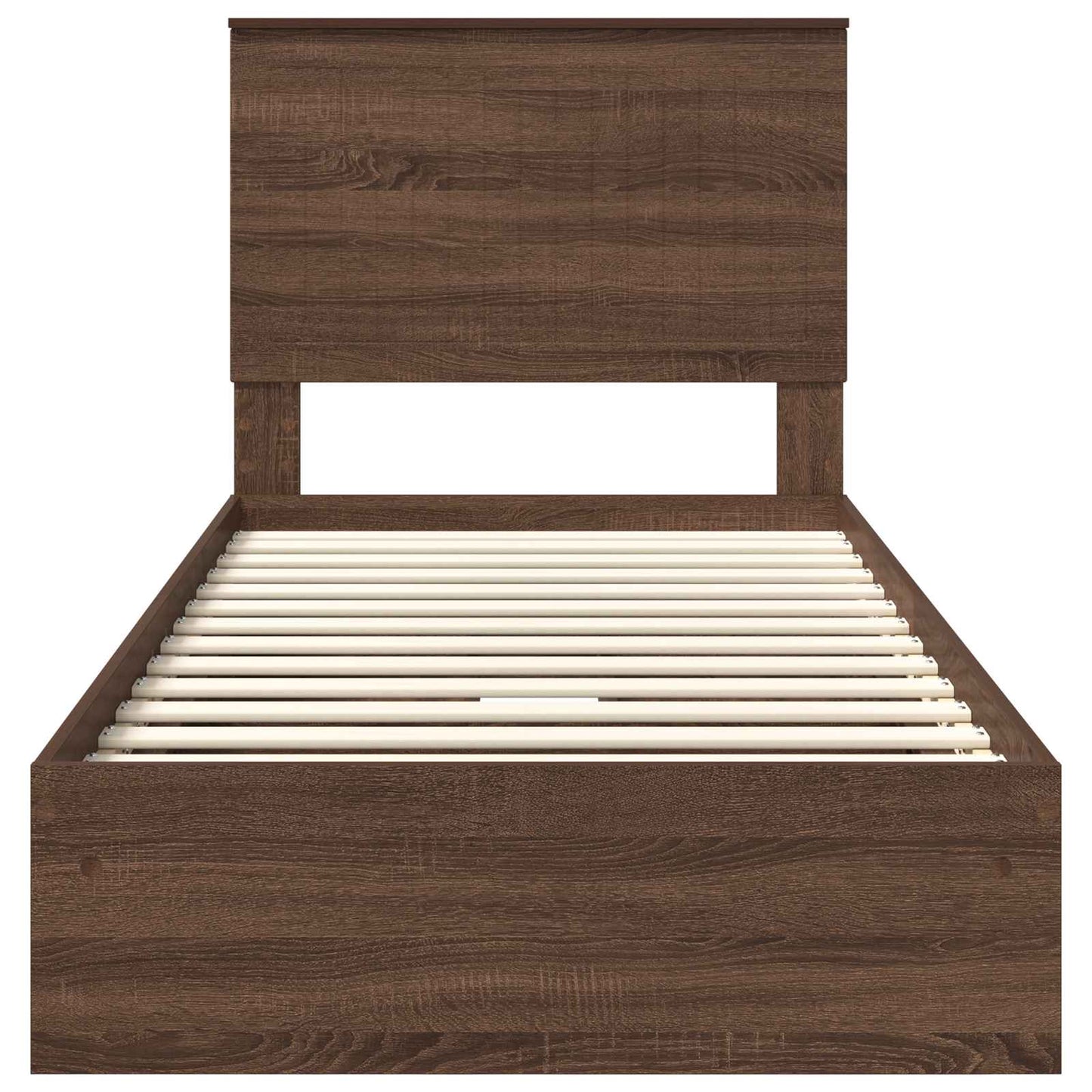 Aufbewahrungsbett Braun Eichen-Optik 90 x 190 cm Holzwerkstoff